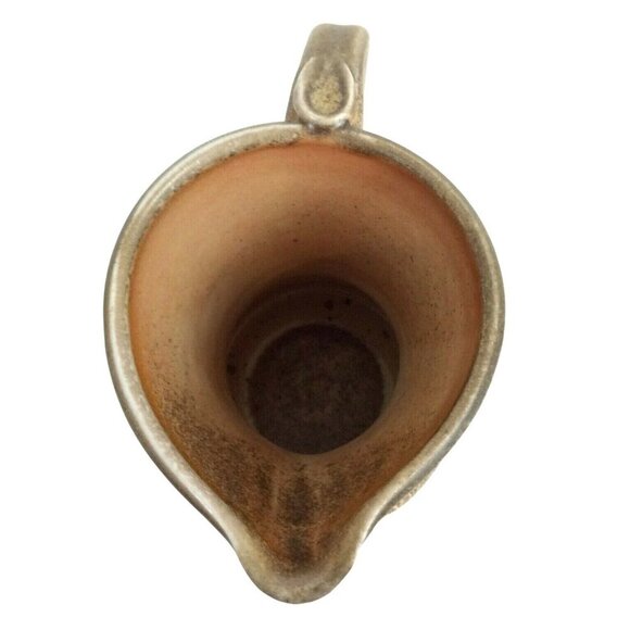 Vintage Textured Pitcher with Handle Fat Lava Peach Gold Ceramic Art Pottery - Picture 5 of 6